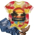 thumbnail image 5 of GSPCLAM Short Sleeve T-Shirt for Women Crew Neck Printed Tops for Beach Summer Fashion Casual Plus Size Tops Multicolor 5XL, 5 of 5