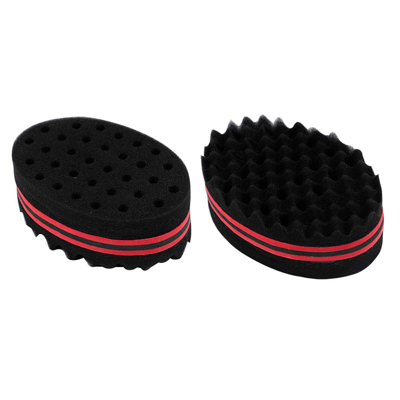 wrea Hair Sponge Brush, 2Pcs Double Sides Small Holes(8mm Hole) Afro