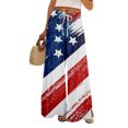 thumbnail image 2 of 250 Years Pants for Women Independence Day USA Flag Print Slit Baggy Trousers Elastic High Waist Wide Leg Relaxed Fit Home Wear Lounge Pants, #01 Wine, S, 2 of 6