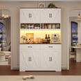 thumbnail image 2 of Hiphuta Farmhouse Kitchen Pantry Storage Cabinet, 71”H Freestanding Hutch with 8 Doors and 3 Drawers for Dining and Living Room, White, 2 of 7