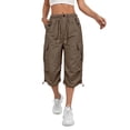thumbnail image 2 of sdhkgrrt Women's Cargo Capris Pants with Pockets Lightweight Quick Dry Travel Summer Pants Casual Loose Comfy Athletic Pants, Brown S, 2 of 7