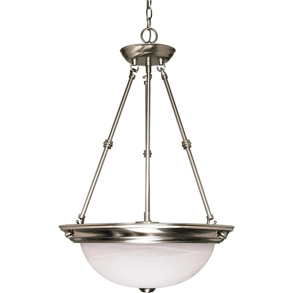 Nuvo Éclairage 60/3187 Suspension Intérieure à Trois Lumières avec Verre Albâtre, Nickel Brossé, 15 Pouces