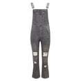 thumbnail image 5 of Women's Washed Denim Bib Jeans Overalls Casual Ripped Denim Jumpsuits Rompers, 5 of 5