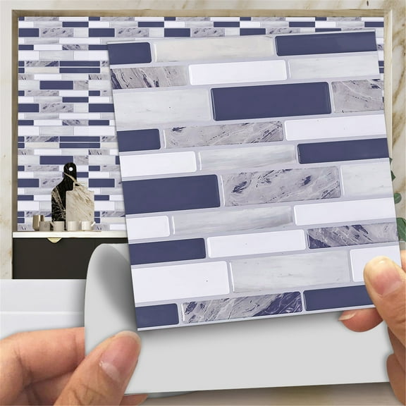 Waterproof Peel and Stick Tile Backsplash - Peel and Stick Tiles for Walls, Self Adhesive 3D Wall Tiles Stone Design Tile Sticker Stick on Backsplash for Kitchen, Bathroom, Laundry, 10pcs