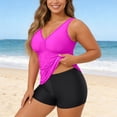 thumbnail image 2 of DHFJKG Tankini Swimsuits For Women 2 Piece Swimwear Deep V Neck Tankini Top And High Waist Shorts Bottoms Stylish Beachwear, 2 of 5