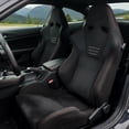 thumbnail image 2 of Spec-D Tuning Black Premium Suede, Red Stitching, Fully Reclinable Racing Seats w/Dual Sliders, 4 Point Harness Compatible, Left + Right Pair 2 Seats, 2 of 7