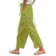 thumbnail image 1 of Lixiuxyad Flowy Wide Leg Pants Women’s Solid Color Elastic Waist Loose Fit Side Button Functional Casual Pants(Green), 1 of 4