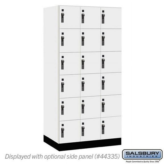 Salsbury Industries 46361AW 12 in. Wide Premier Wood Locker - Six Tier Box Style - 3 Wide - 6 ft. High - 21 in. Deep - Arctic White - Hasp