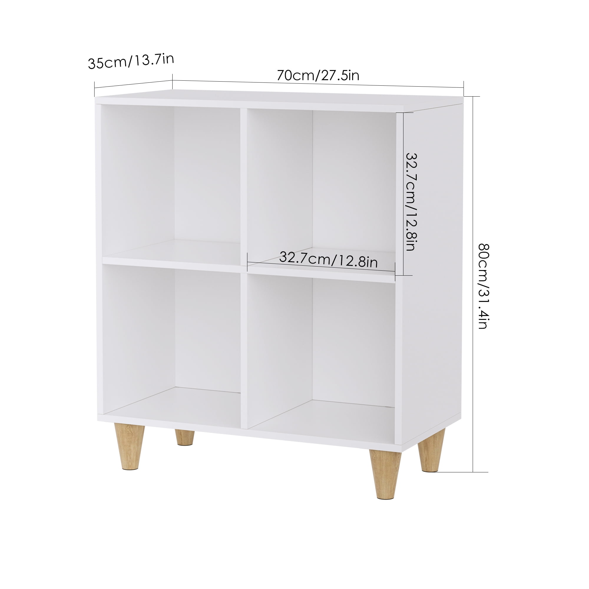 Homfa Kid's Cubby Toy Storage Cabinet, Wood Toy Organizer of 5 Bins,  Children's White Bookcase, Toy Chest for Bedroom Living Room