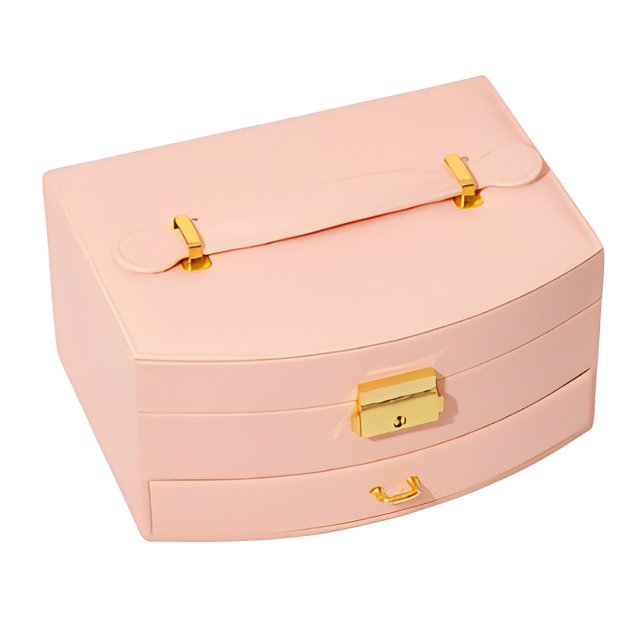 Minnieouse Caja de almacenamiento de joyas Contenedor Hogar Pendientes universales Collares Anillos Pulseras Cajón Organizador Vitrina Ropa, zapatos y accesorios Miscelánea Rosado 20*16*10 CM Minnieouse AP016114-01
