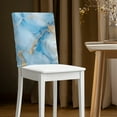 thumbnail image 2 of Xoenoiee Blue Marble Print Chair Back Covers Dining Chair Slipcovers Holiday Decorations Indoor Protectors Seat Covers for Dining Room, Ceremony, Banquet 20 x 19 Inch, 1 Pack, 2 of 7