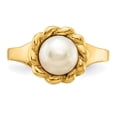 thumbnail image 5 of Solid 14k Yellow Gold 6-7mm White Button Freshwater Cultured Pearl Ring Band Size 8.5, 5 of 6