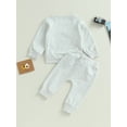 thumbnail image 4 of Loicainy Toddler Baby Boys Fall Outfits 6 12 18 24 Months 2T 3T Solid Color Crew Neck Long Sleeve Sweatshirts and Long Pants 2Pcs Clothes Set, 4 of 9