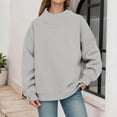 thumbnail image 4 of Gray Hoodies for Women Mock Neck Sweatshirt Women Fall Fashion Oversized Turtleneck Pullover Fleece Long Sleeve Sweatshirts Tops, 4 of 6
