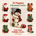 thumbnail image 5 of 3D Hugging Christmas Socks, Cute Knit Holiday Socks, Soft Stretchy Adult Winter Socks, Cozy Hand Crocheted Novelty Socks for Holiday Party Home Wear, 5 of 6