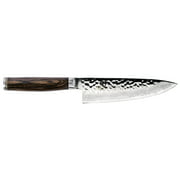 Shun Chef Knife Classic Series 6 Inch Damascus Clad Steel Hammered Tsuchime Blade, Professional Quality - Walnut / Stainless Steel