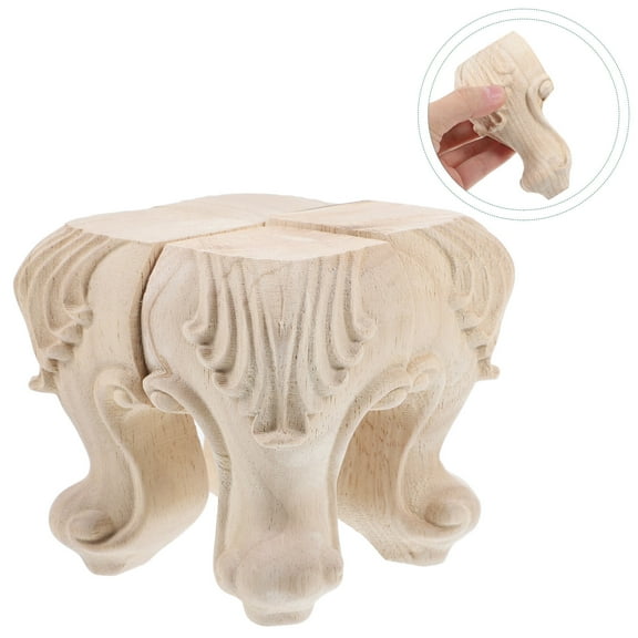 Masteelf 4pcs Unfinished Wood Sofa Legs Wooden Couch Legs Replacement Wood Furniture Legs Coffee Table Feet Legs for Cabinet Wardrobe Bookcase Feets