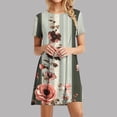 thumbnail image 1 of Offre Hebdomadaire d'Été Iumwxz Robes à Col Rond à Manches Courtes pour Femme Tendance Ligne A Décontractée Plissée Robe Courte Robe à Motif Floral Robes d'Été Robes Tendance pour Fête de Vacances, 1 of 7