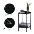 thumbnail image 6 of Resenkos 2-shelf Faux Marble Tabletop End Table with Black Metal Frame, Round Accent Table for Sofa Side, Living Room, 6 of 9