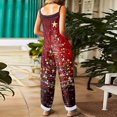 thumbnail image 4 of Christmas Snowflake Ornament Print Sleeveless Overalls, Women Relaxed Fit Holiday Bib Jumpsuit, 4 of 8