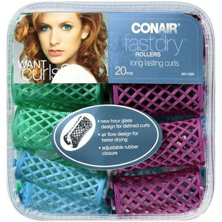 Conair Fast Dry Soft Plastic Rollers, 20 Pack