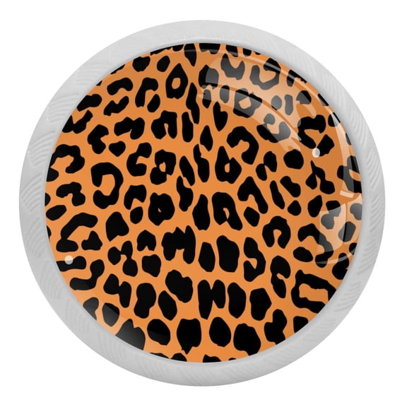 4PCS Round Leopard Print Cabinet Fluorescence Knob Glowing in the Dark Furniture Drawer Pulls Handle with Screws