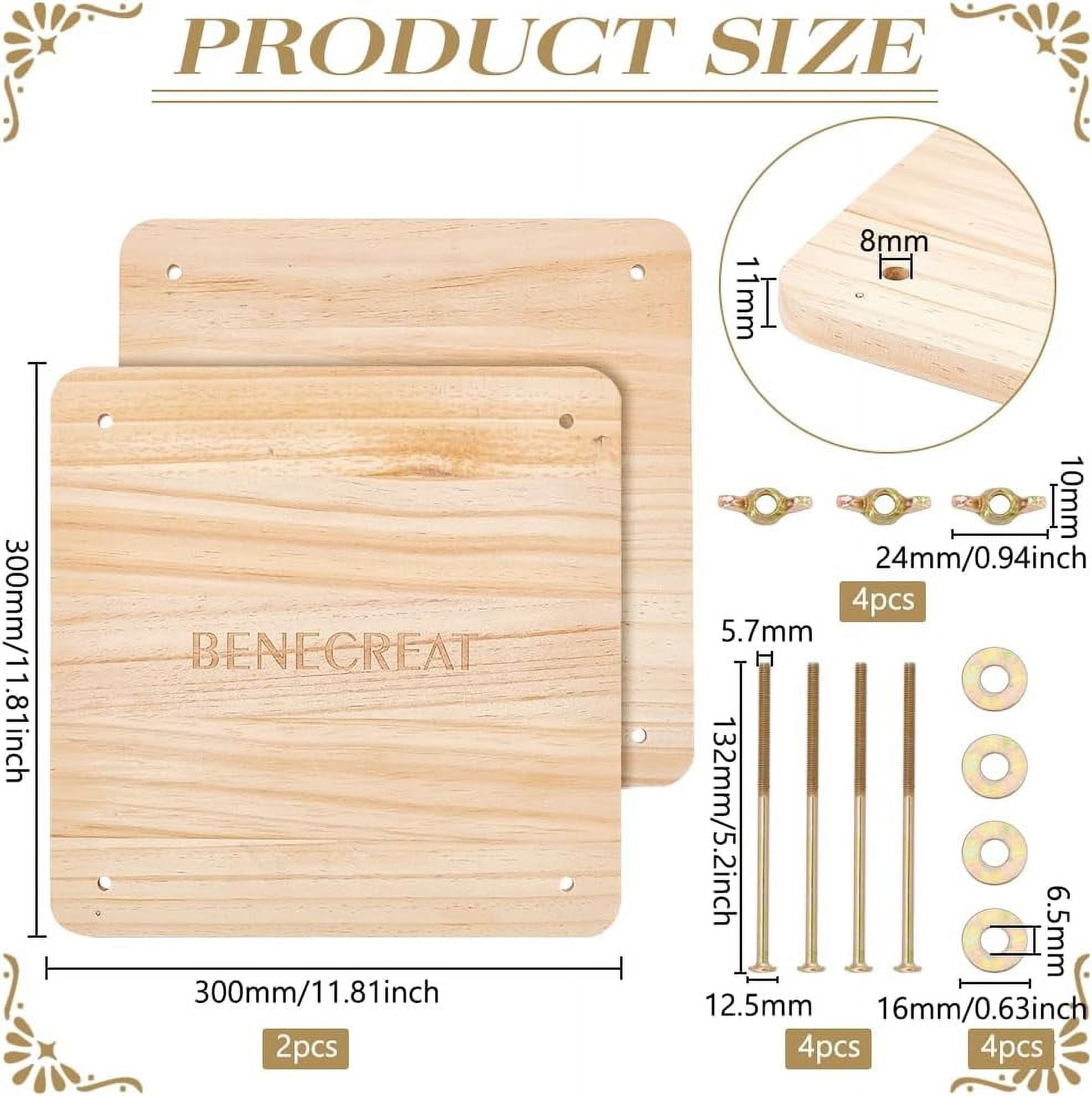 Book Press Bookbinding Wooden Book Press Tool Portable Binding Press Machine with Iron Nut Wing Nuts Gasket for Home School Office Bookbinding Supplies 11.8x11.8" diy