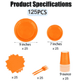 thumbnail image 2 of 125 Pcs Orange Party Supplies Set Include Paper Plates Cups Napkins Plastic Knives for 25 Guests Disposable Party Dinnerware for Birthday Wedding Family Picnic, 2 of 5