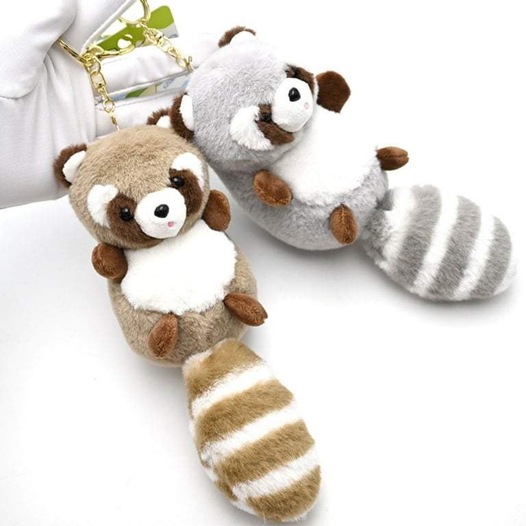 HYDa 18cm Raccoon Keychain Built-in Incense Beads Lovely Long Tail Raccoon  Doll Ornament Soft Stuffed Animal Doll Key Ring Backpack Pendant Girls Gift