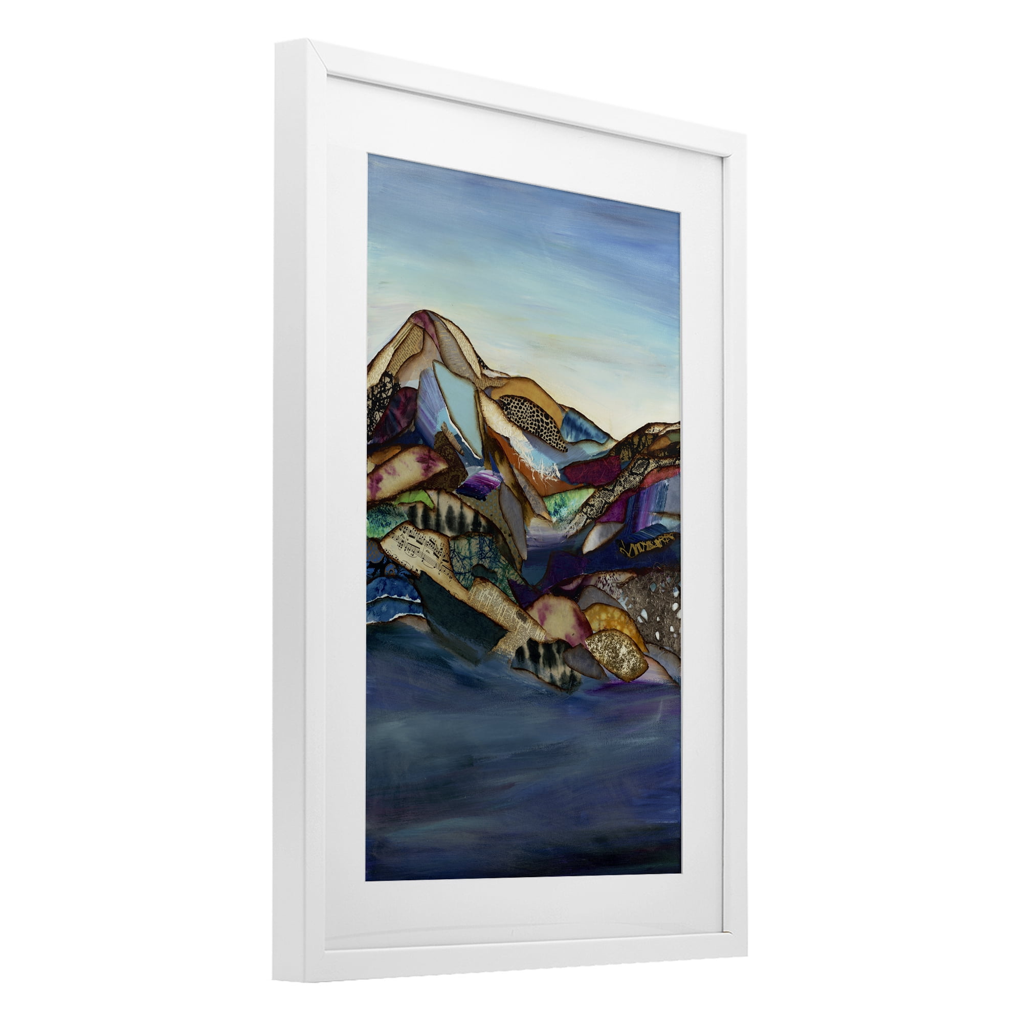 Stupell Industries Patchwork Collaged Mountains White Framed Print Under Glass, design by Van Horne-Borcherding
