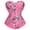Pink, variant on Vintage Floral Boned Corset Bustier for Women Gray 4XL