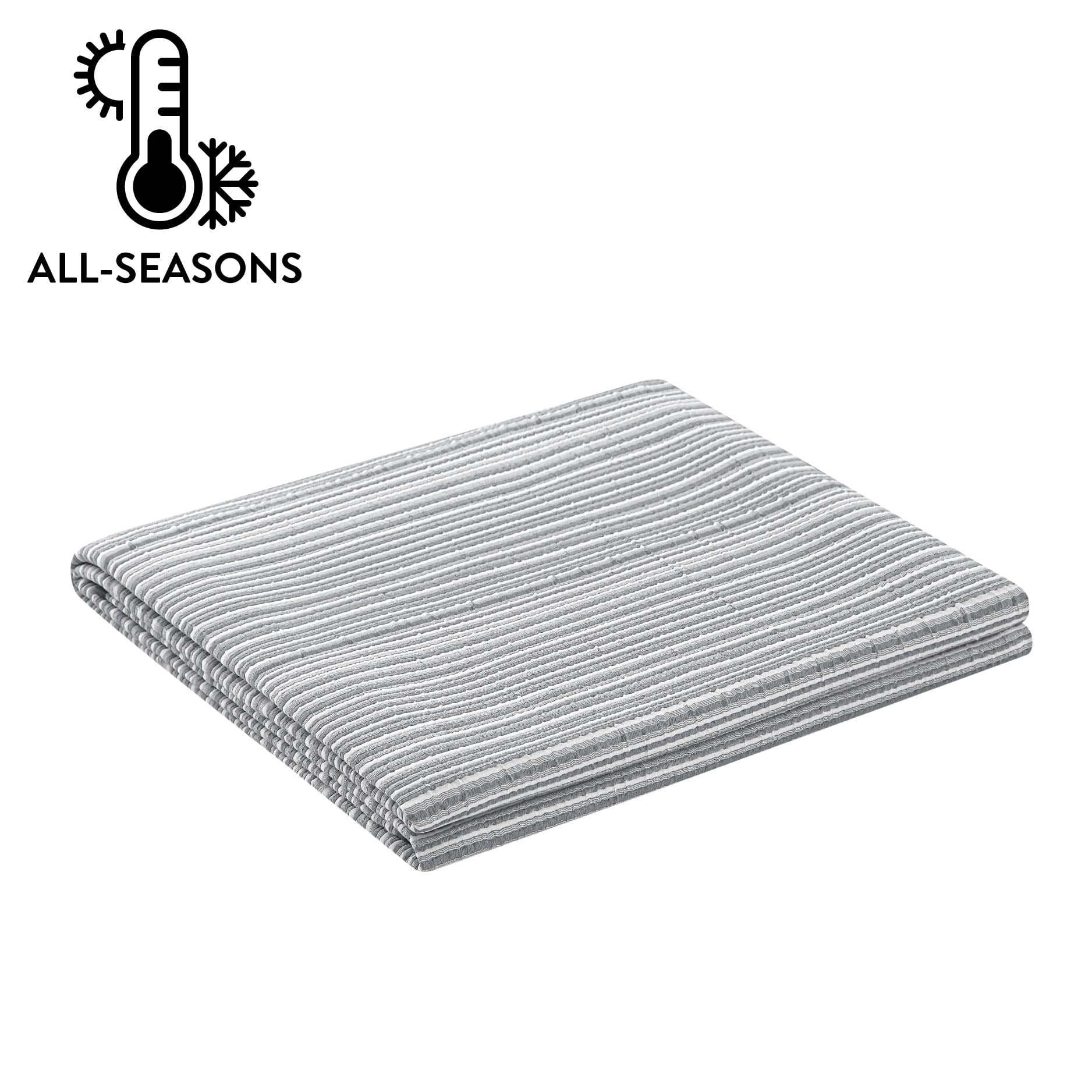 Mainstays Essentials Grey Stripe Quilt, Grey Coverlet, Lightweight & Reversible Bedding
