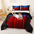 thumbnail image 3 of Manfei 3D Neon Stripes Queen Comforter Set, Gradient Vertical Lines Comforter Sets Queen, Blue Red Black, Black Reversible 3 Pieces, 1 Comforter and 2 Pillowcases, 3 of 6