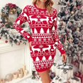 thumbnail image 2 of Fiaer Christmas Womens Sweater Dress Plus Size Long Sleeve Knitted Crew Neck Funny Graphic Slim Fit Xmas Tops Hot Pink XL, 2 of 4