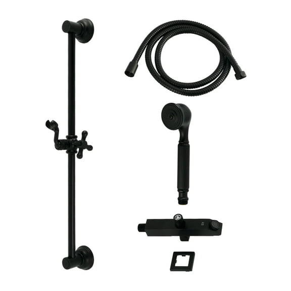 Kingston Brass KCK3320W0 Made to Match Shower System with Slide/Grab Bar and Hand Shower, Matte Black