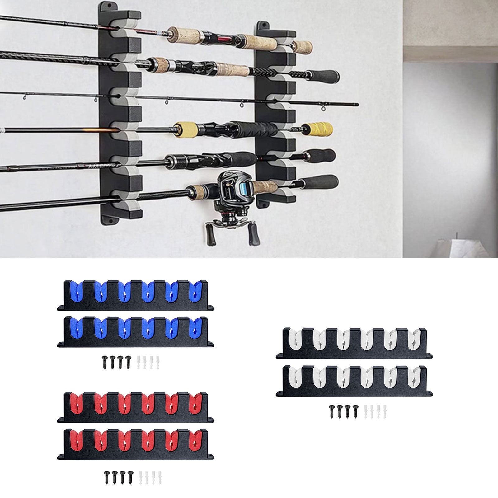 Horizontal 6-Rod Fishing Rod Holder Fishing Pole Rack for Garage