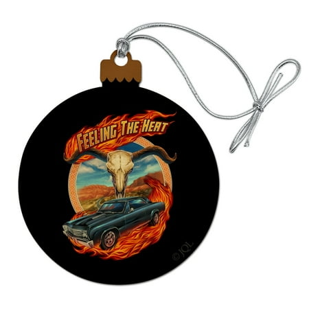 Heat Miser Christmas Hot Rod Muscle Classic Car Feeling Heat Steer Skull Wood Christmas Tree Holiday Ornament ()