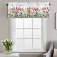thumbnail image 4 of Colorful Tulips Window Valance for Kitchen, Watercolors Flowers Butterfly Green Leaf Rod Pocket Short Curtain for Small Windows, Light Filtering Decorative Valance, 42 x 18 Inch, 4 of 9