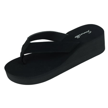 

StarBay Women s Comfort Platform Thong Wedges in Black