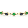 thumbnail image 3 of Gem Stone King 18K Yellow Gold Plated Silver Green Nano Emerald and Blue Sapphire Bracelet for Women | 3.80 Cttw | Gemstone May Birthstone | Oval 7X5MM | Fully Adjustable 9 inch, 3 of 6
