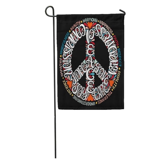 LADDKE Peace Sign Lettering Words Love Hope Care Kindness Joy and Others Emblem Unique Creative Garden Flag Decorative Flag House Banner 12x18 inch