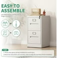 thumbnail image 4 of 2 Drawer File Cabinet,Metal File Cabinets with Lock,White Vertical File Cabinet for Home Office,Heavy Duty Metal Storage Cabinet for A4/Letter/Legal Size File,Assembly Required, 4 of 7