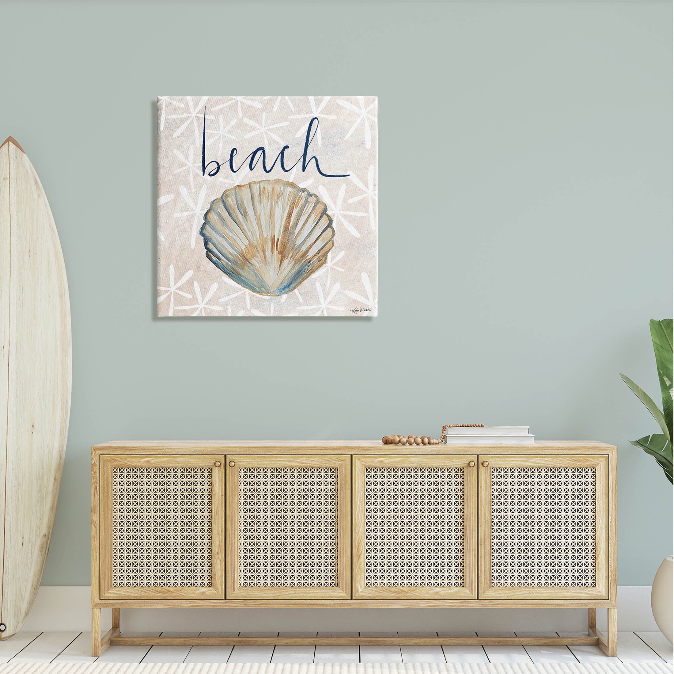 Stupell Industries Beach Seashell Patterned Florals Graphic Art Gallery Wrapped Canvas Print Wall Art, Design by Katie Doucette