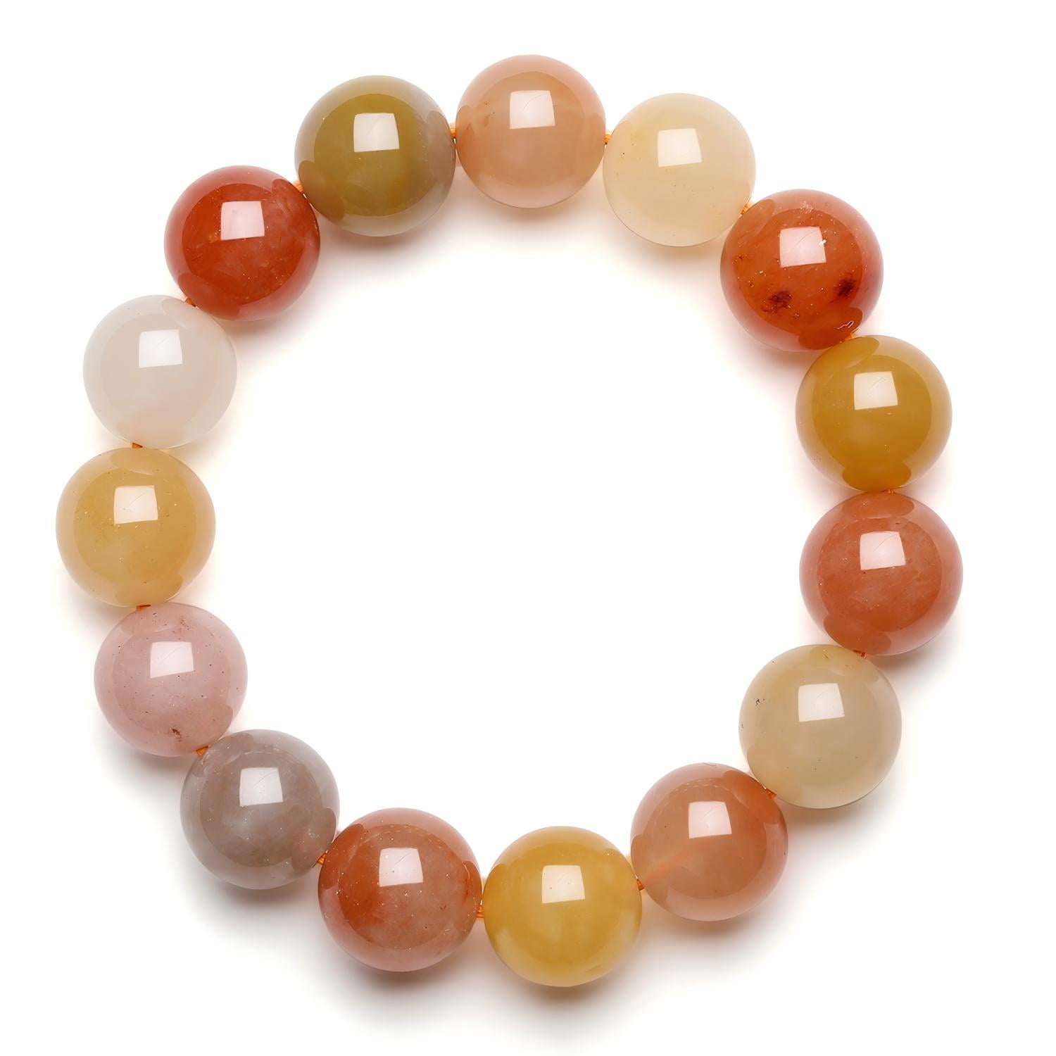 ZHOU LIU FU Chunky Quartz Jade Bracelet Jade Beaded Stretch Bracelet for Women Mother Natural Gemstones Jewelry Gift for Her 7in