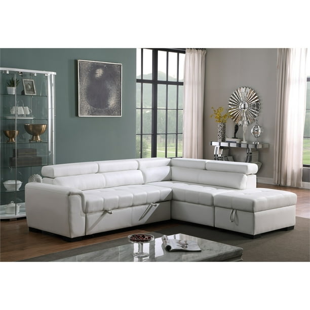 Faux leather 2024 sleeper sectional