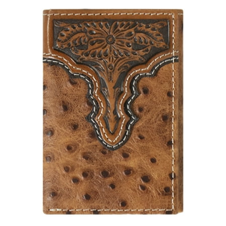 Ariat® Men's Floral Embossed Brown Tri-Fold Wallet A3553202