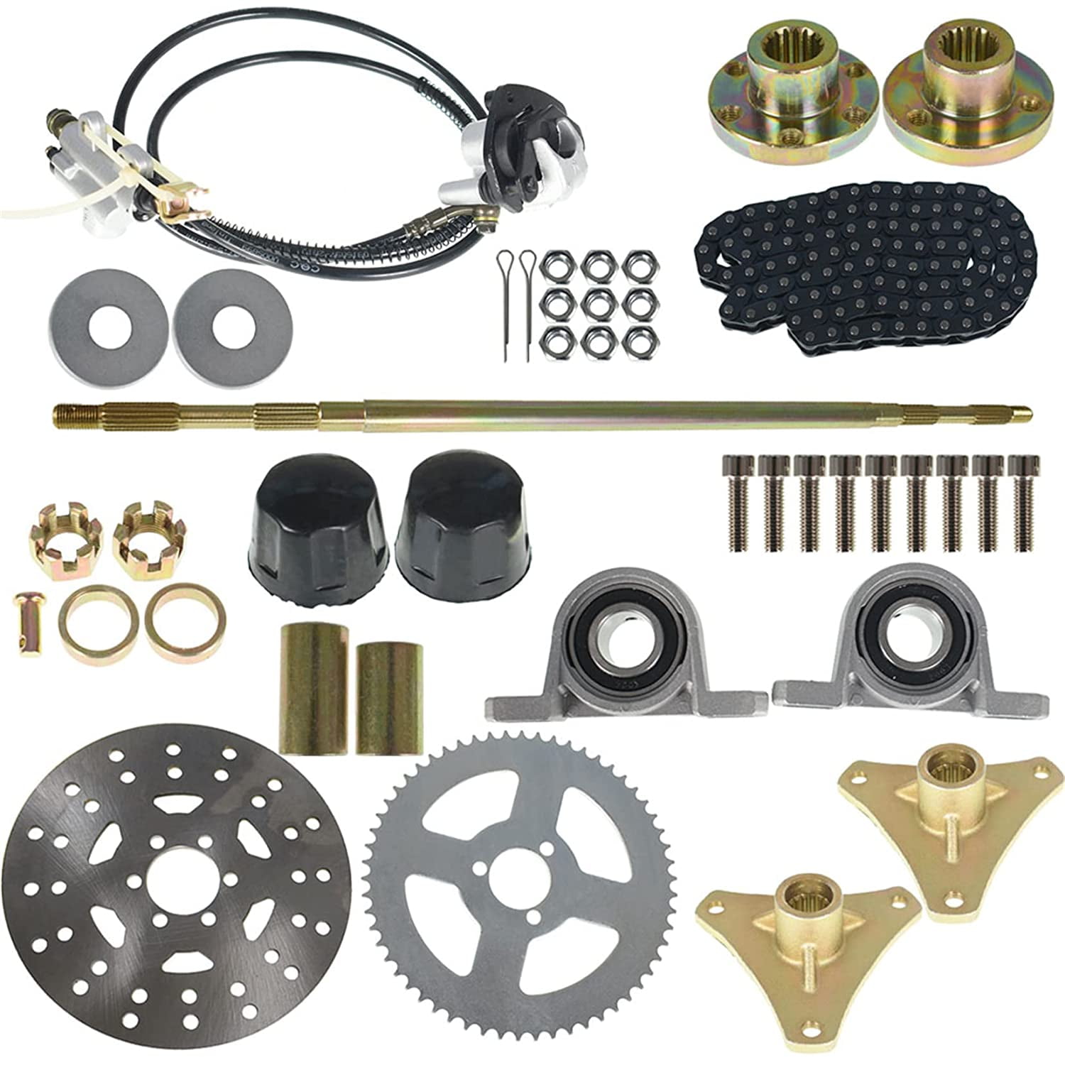 waltyotur Rear Live Axle Kit Sprocket & Hub Brake Assembly Chain Hub