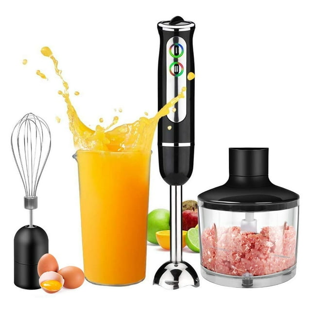 Immersion Hand Blender,4-in-1 Food Stick Mixer,500 Watt,8-Speed,with 860 ml Food Processor Chopper,600 ml Beaker,Egg Whisk