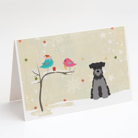 Christmas Presents between Friends Schnauzer - Black and Silver Greeting Cards and Envelopes Pack of 8