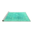 thumbnail image 2 of Ahgly Company Machine Washable Indoor Round Oriental Turquoise Blue Traditional Area Rugs, 5' Round, 2 of 4
